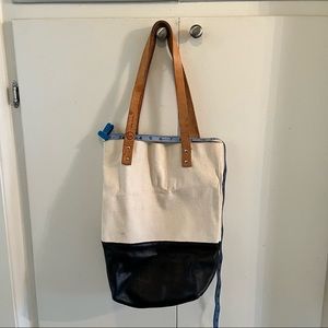 Fleabag leather and canvas tote